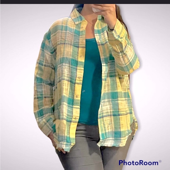 Yellow Plaid Button Shirt - Picture 1 of 6